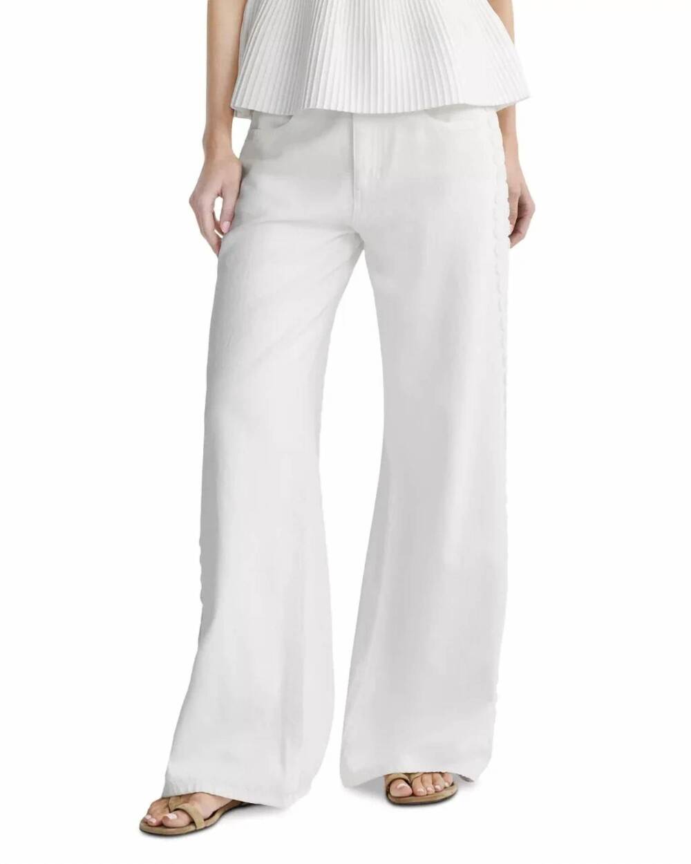 NEW DL1961 - WOMEN'S alex baggy wide leg low rise jeans in white lace aura